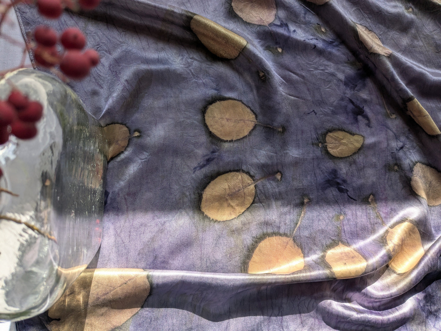 Botanical Silk Scarf – Logwood Dye & smokebush Leaves