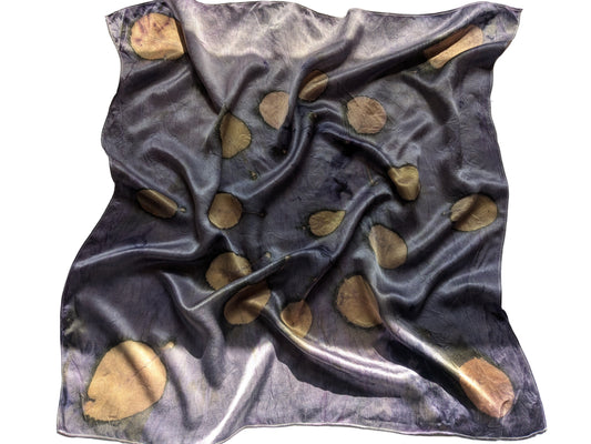 Botanical Silk Scarf – Logwood Dye & smokebush Leaves