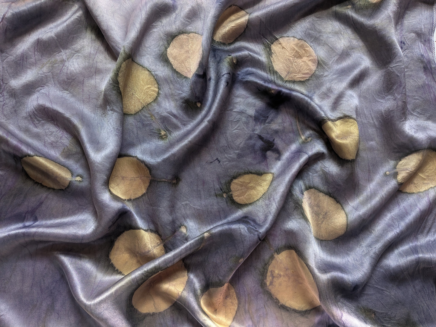 Botanical Silk Scarf – Logwood Dye & smokebush Leaves