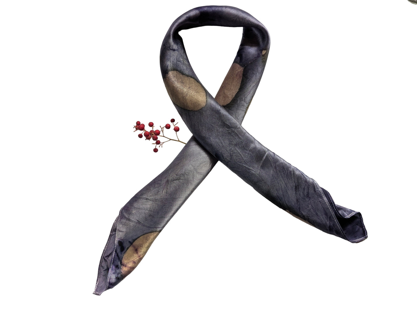 Botanical Silk Scarf – Logwood Dye & smokebush Leaves