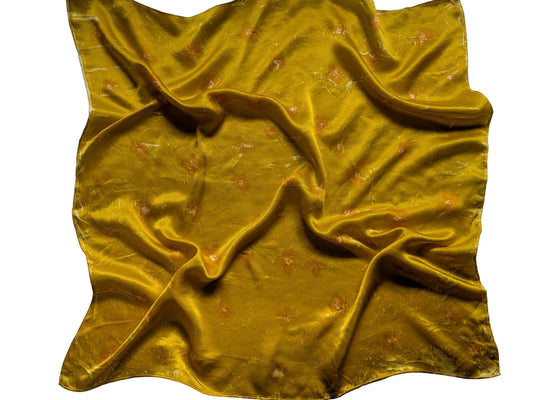 Botanical Silk Scarf – Marigold Dye & Hydrangea flowers