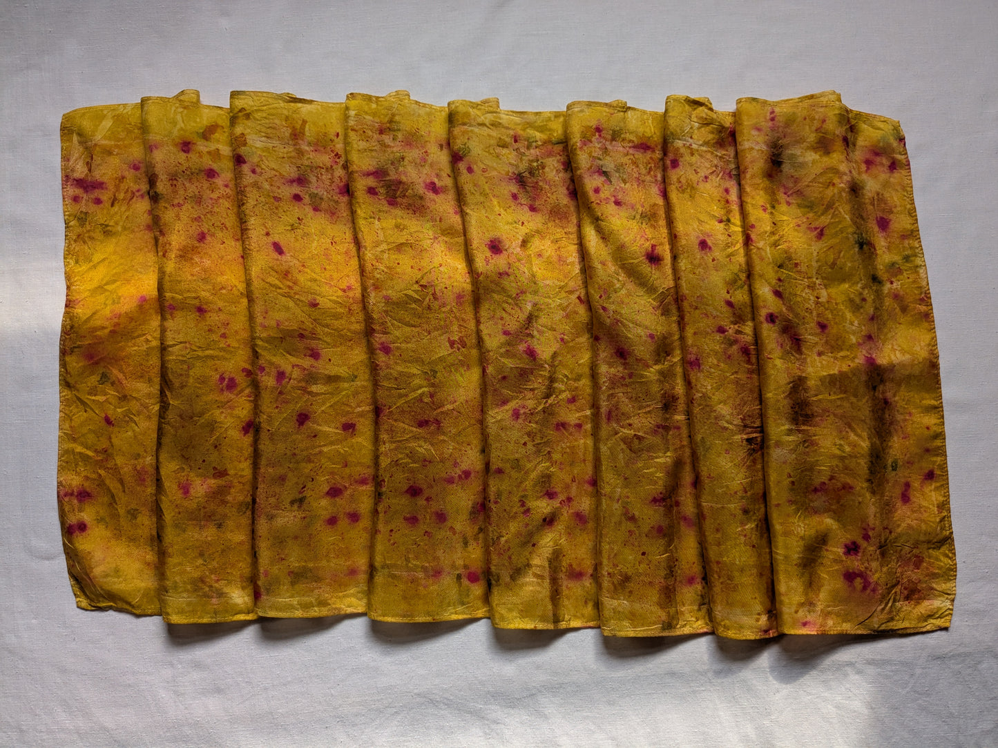 Rainbow silk scarf, dyed with natural dyes