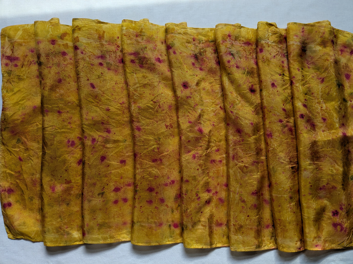 Rainbow silk scarf, dyed with natural dyes