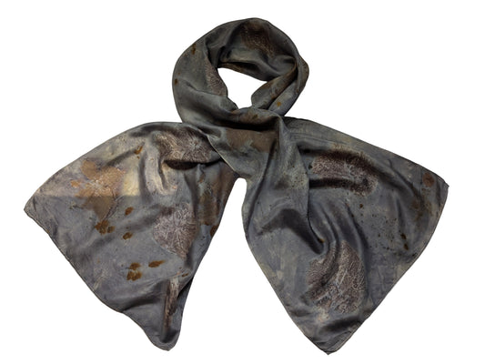 Logwood dyed purple natural silk scarf
