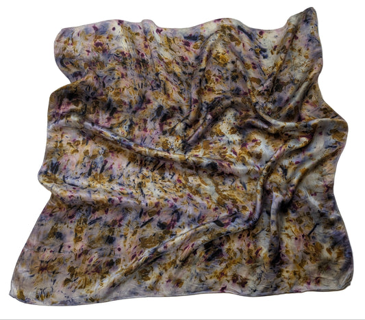 Natural silk scarf with purple hues