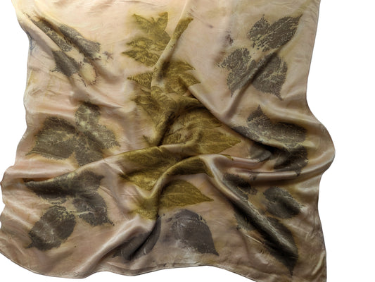 Hand-Dyed Silk Scarf – Madder dye and Sumac leaves