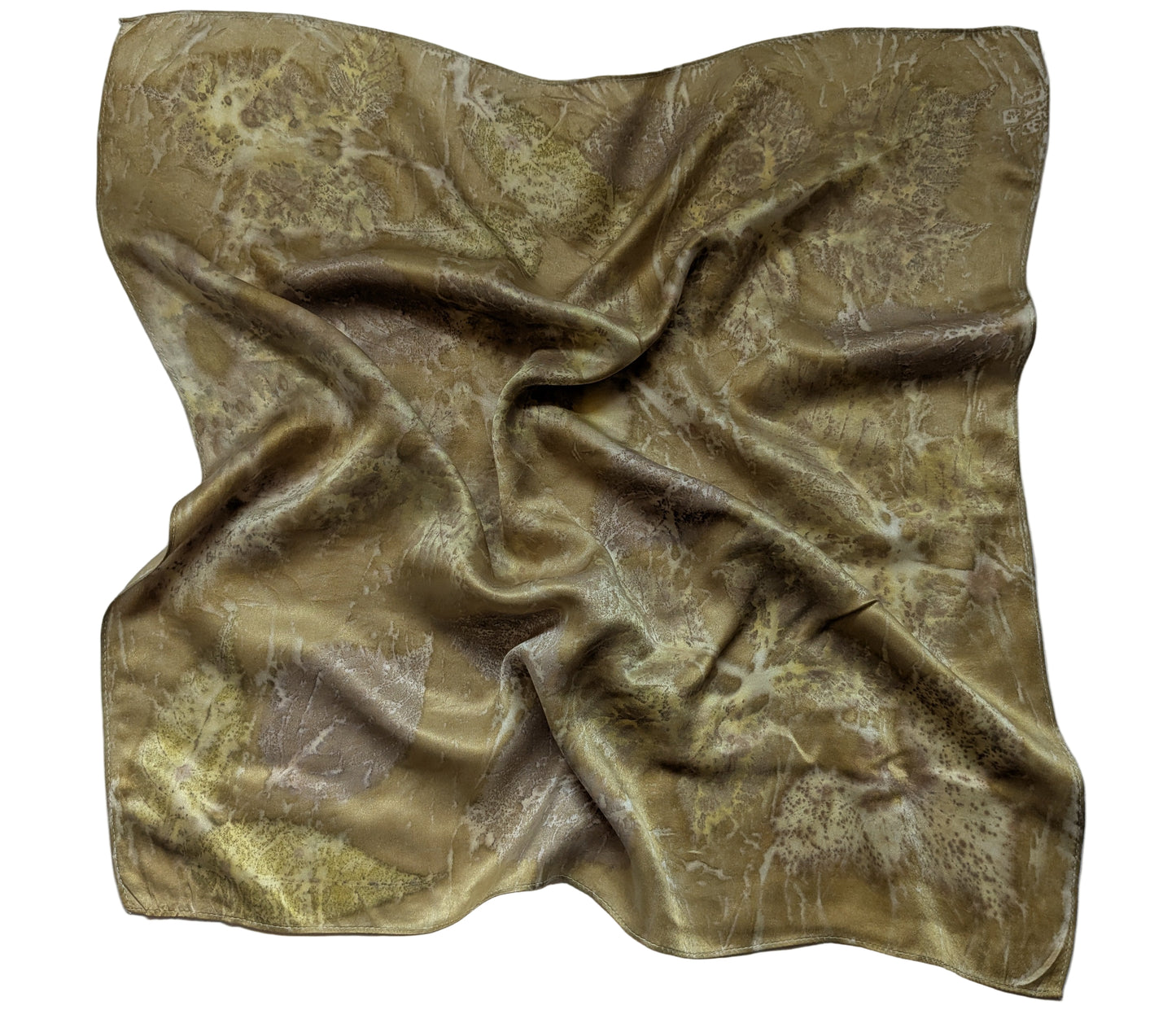 Eco printed natural silk satin scarf, pomegranate and leaves