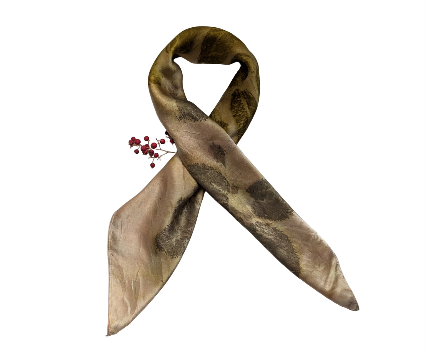 ენდრო და სუმახის ფოთლების აბრეშუმის შარფი