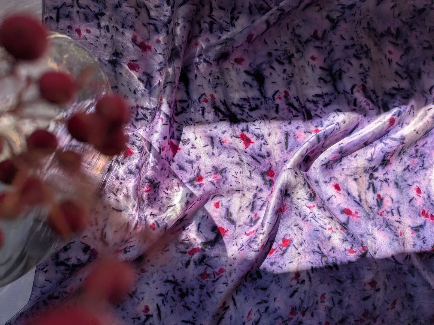 Botanical Eco Print Silk Scarf: Logwood & Marigold Dyed