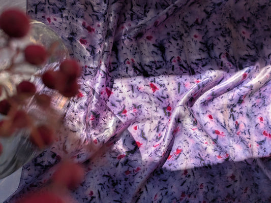 Botanical Eco Print Silk Scarf: Logwood & Marigold Dyed