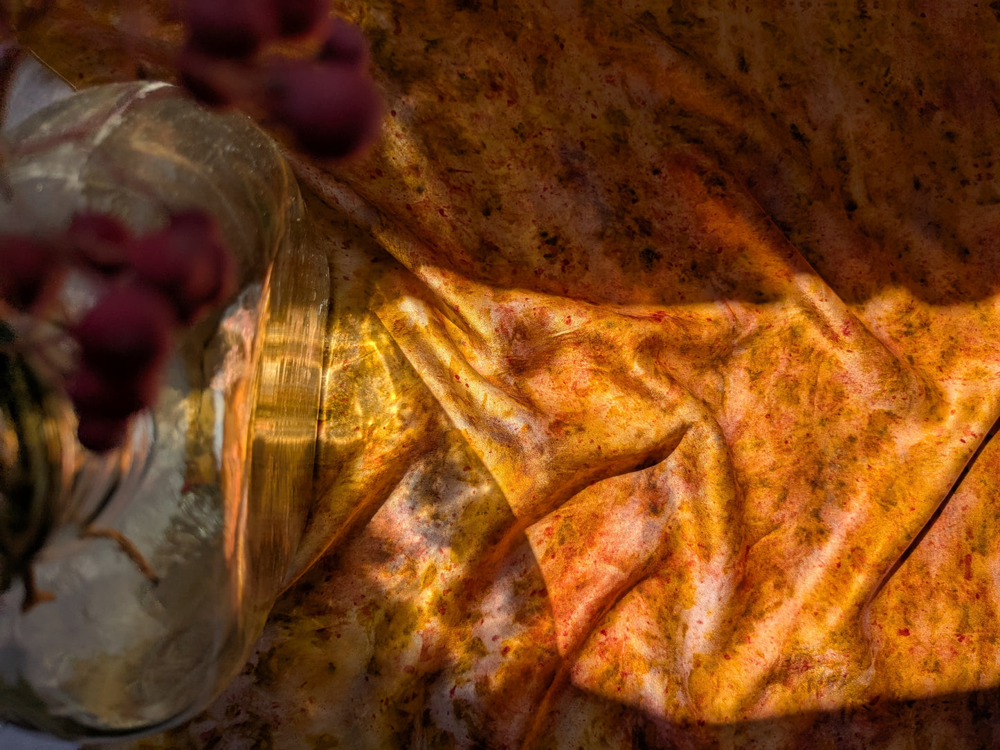 Botanical Dyed Silk Scarf: Onion, madder & Marigold Dyed