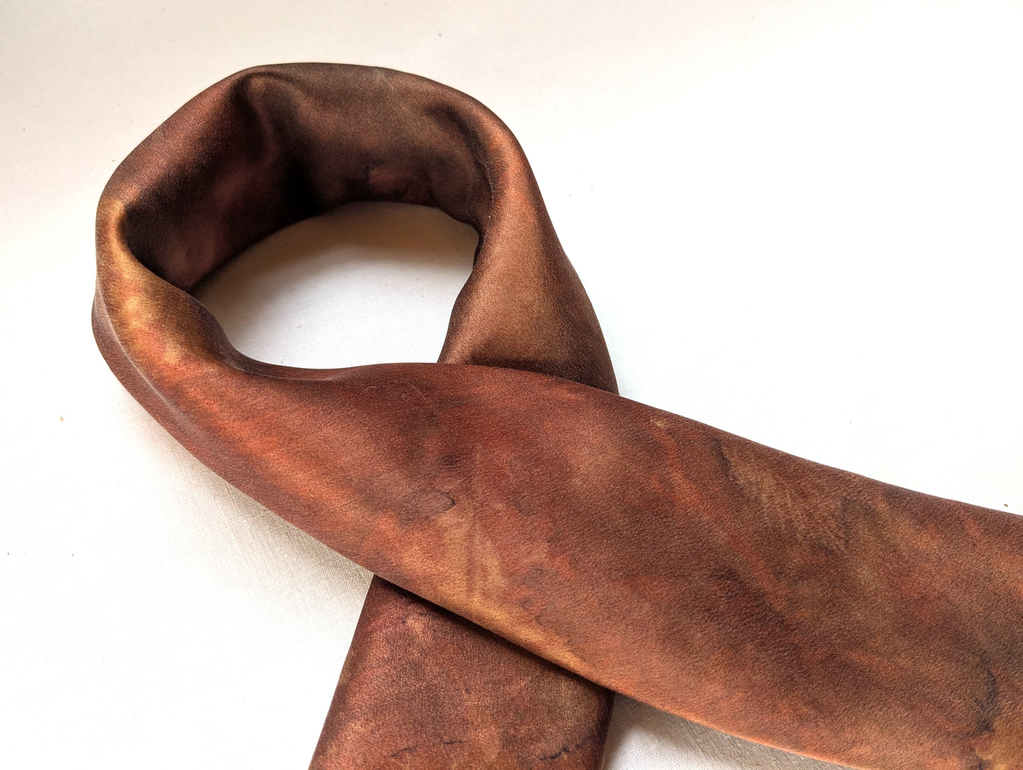 Autumn scarf, madder dyed and eco printed leaves