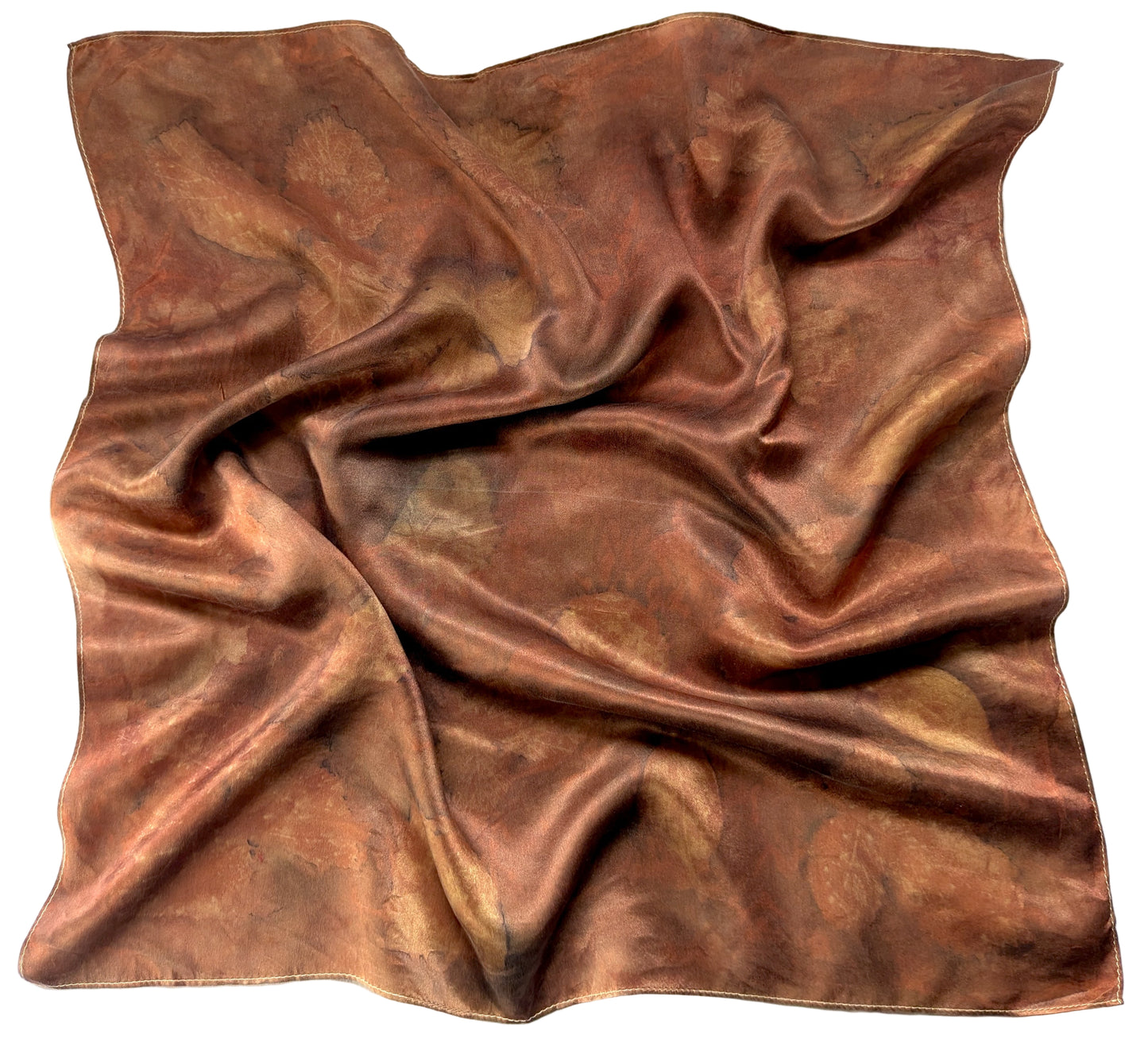 Autumn scarf, madder dyed and eco printed leaves