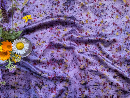 Handmade Organic Silk Scarf: Logwood Cochineal Marigold Botanical Dye