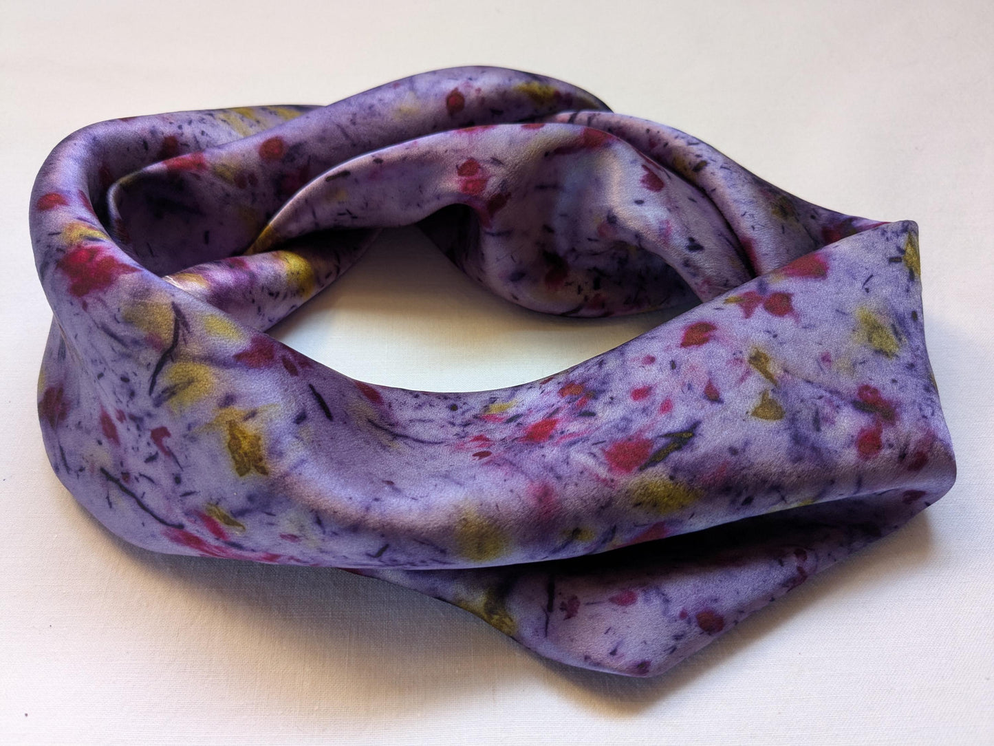 Handmade Organic Silk Scarf: Logwood Cochineal Marigold Botanical Dye