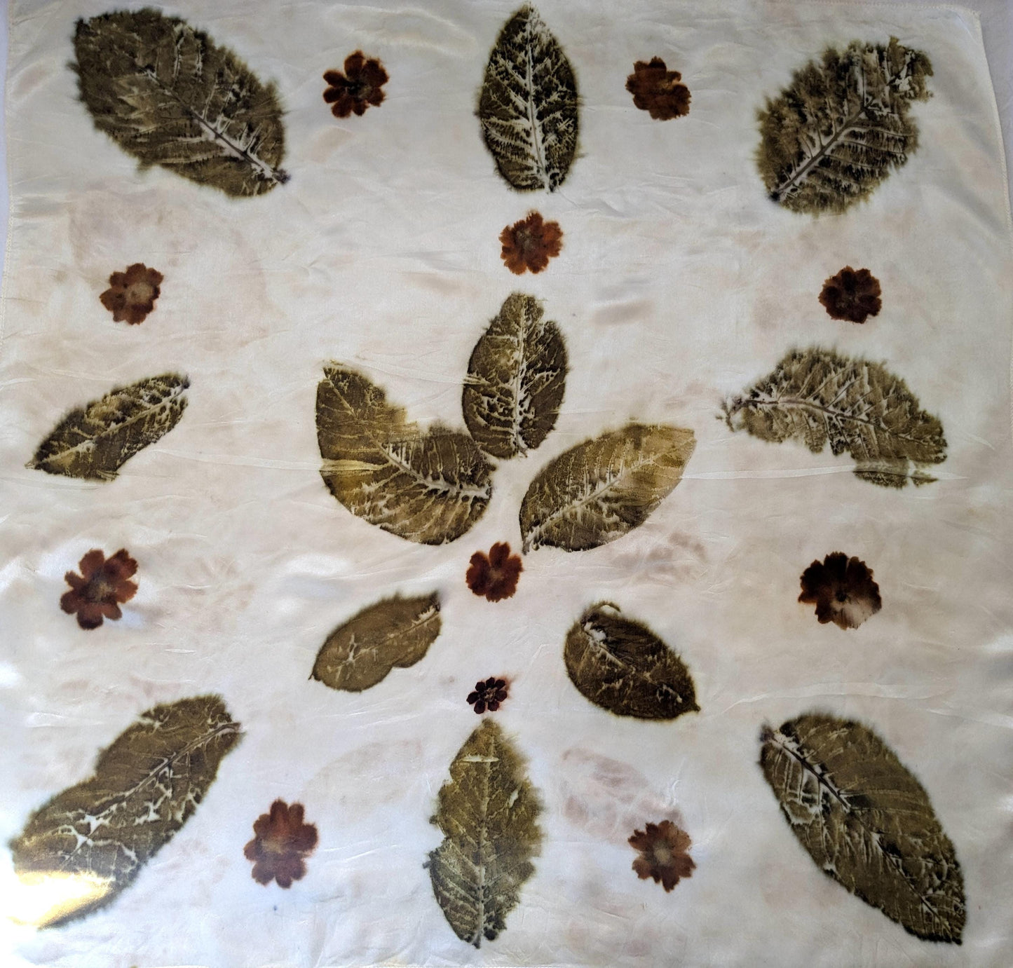 Eco Print Silk Scarf: Botanical Dyed Organic Accessory