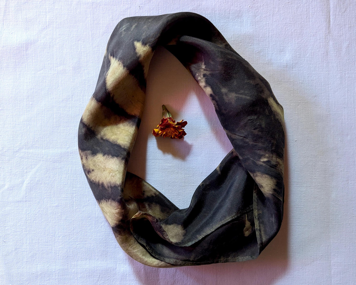 Eco Printed Silk Scarf: Hand Dyed Botanical Design, Made in Georgia