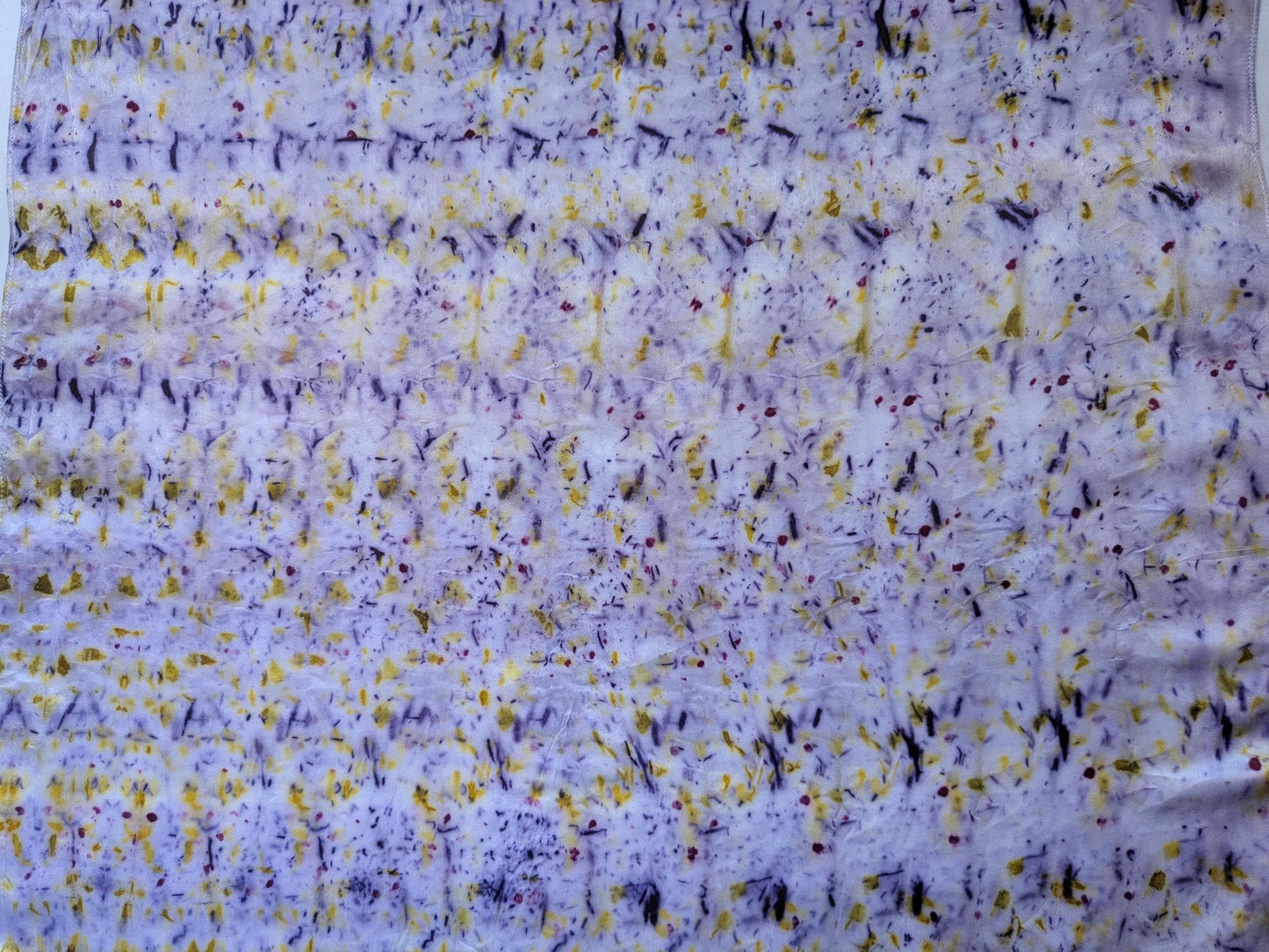 Botanical Eco Print Silk Scarf: Logwood & Marigold Dyed, Handmade in Georgia