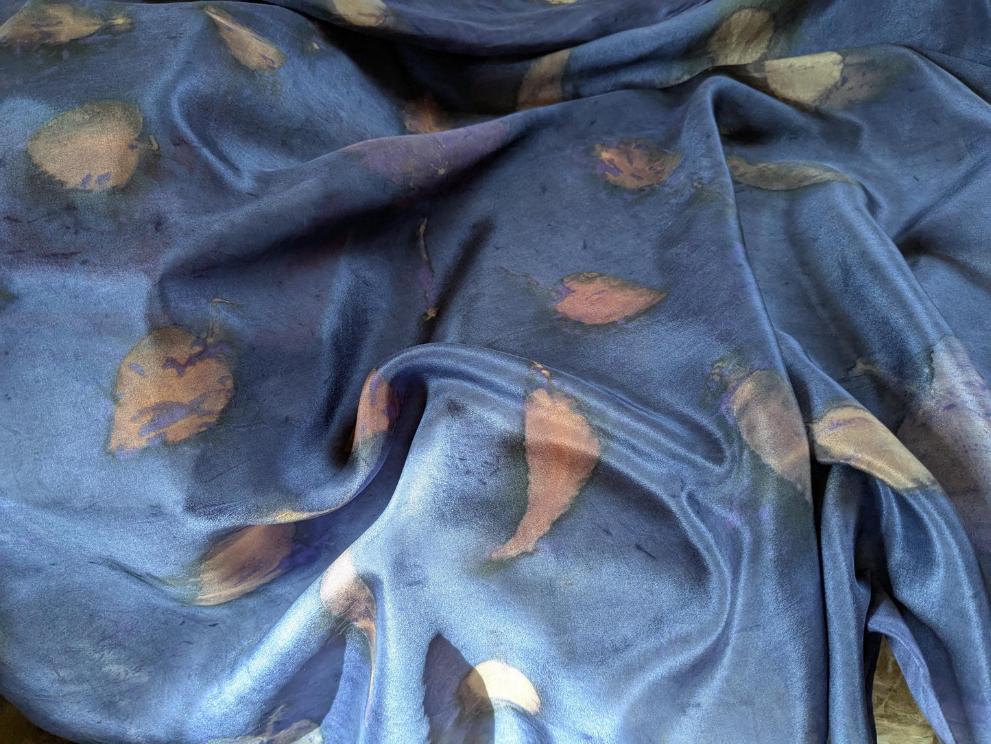 Eco-Printed Silk Scarf: Naturally Dyed Botanical Eucalyptus Shawl